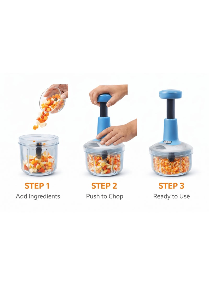 Impex Push Chopper – 650ml Manual Vegetable & Fruit Mincer - Image 3
